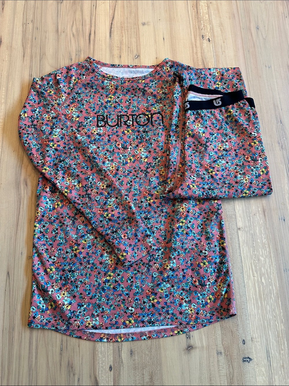 Burton Youth Pink Floral Base Layer Thermal Set